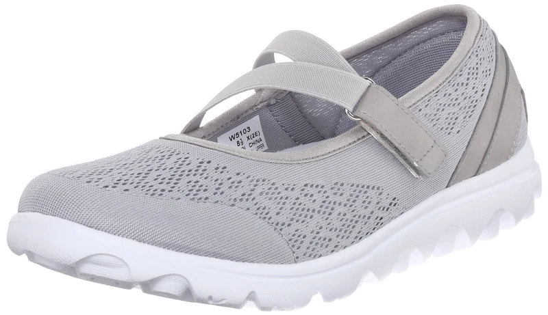 Propét Women's TravelActiv Mary Jane Flat, Silver, 4.5 UK
