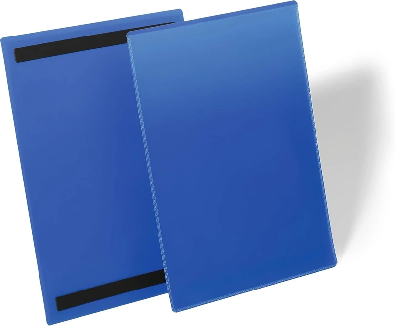 Durable Magnetic Ticket Label Holder Document Pockets - 50 Pack - A4 Blue - Perfect for Use on Warehouse Racking for Picking Locations