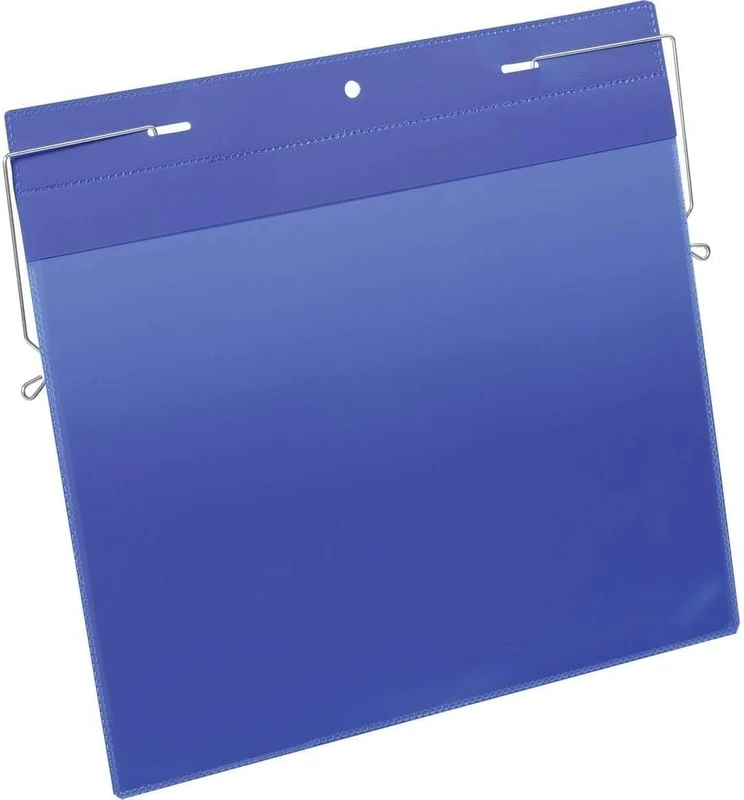 Durable Document Pocket with Wire Hanger A4 Landscape, Pack of 50 Pieces, Dark Blue