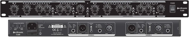 Citronic 19" Dual Stereo Compressor Limiter gate Clean & Clear Audio