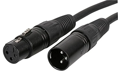 PULSE 3 Pin XLR Microphone Lead – 50m, Black Connectors, OFC Copper, Spiral Shielded – Professional Audio Lead – PLS00241