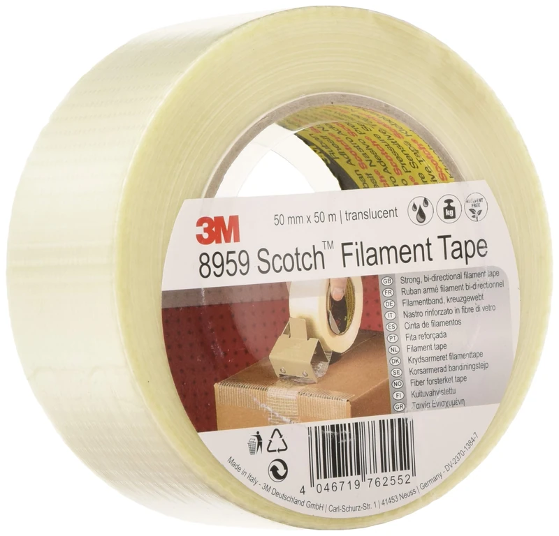 Scotch DE272958237 Bi-Directional Filament Tape Heavy Duty Tape, 50 mm x 50 m, Translucent