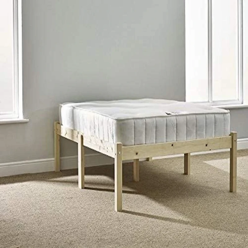 STRICTLY BEDS&BUNKS Avon Pine Bed Frame including Sprung Mattress (20cm), 4ft Double
