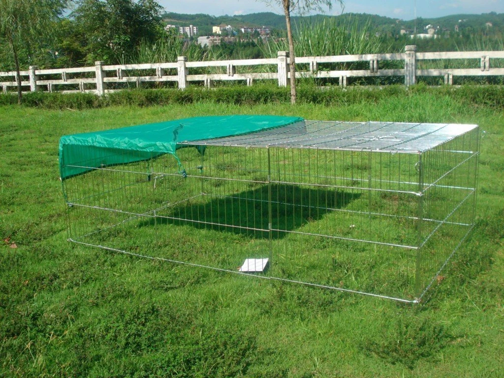 XXXL Rabbit Guinea Pig Dog Duck Chicken Playpen Enclosure Run with Roof & Net, 4 Doors, Large Pet Play Pen, Silver Galvanized Anti-Rust, 85-Inch XXXL (216 x 122 x 62 cm)