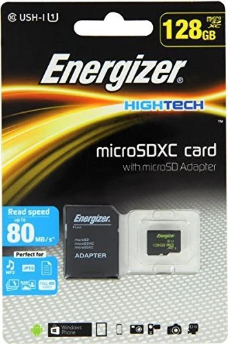 Energizer High Tech 128 GB Class 10 MicroSD Memory Card With Adapter