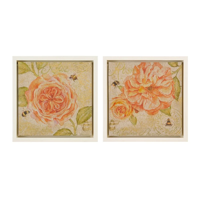 EMDE CH76TTT-0 Set of 2 Pink Roses/Bees Design