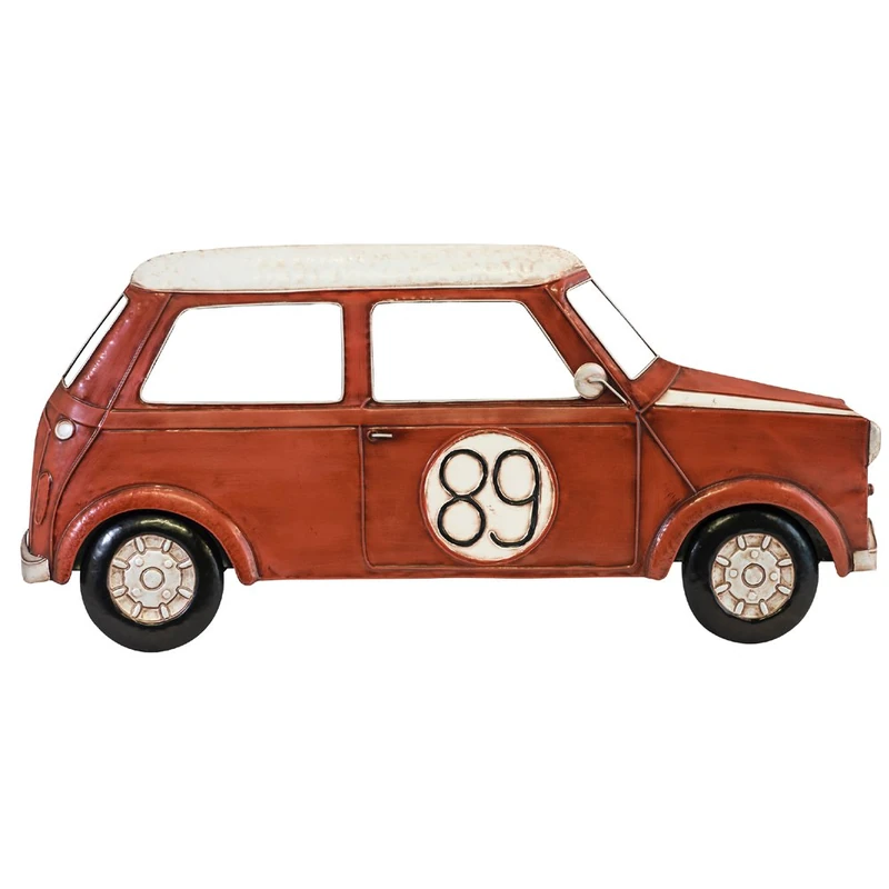 EMDE Decorative Metal Plaque Car Red