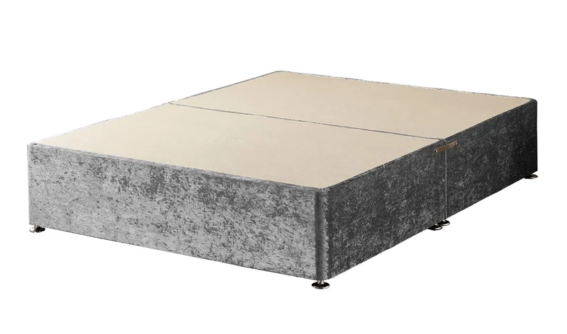 Somnior Beds 2-Drawer Velvet Windsor Divan Base without Headboard, Fabric, Silver, King