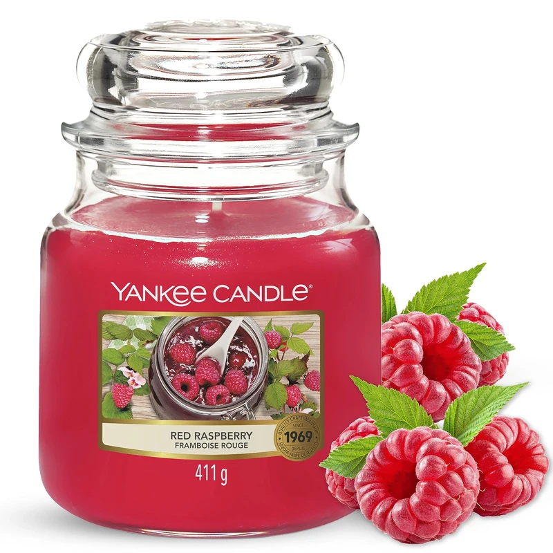 Yankee Candle Scented Candle | Red Raspberry Medium Jar Candle| Long Burning Candles: up to 75 Hours | Gifts for Women