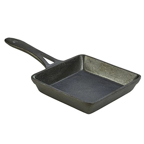 Genware Mini Cast Iron Square Frypan 13cm - Set of 12 - Miniature Skillet Pan Cast Iron Skillet