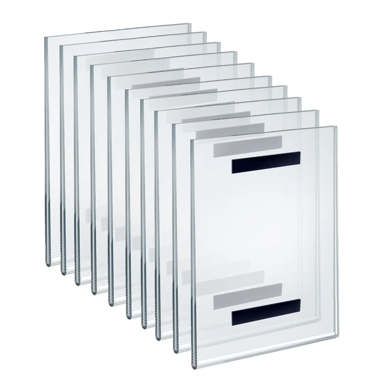 Azar Displays 129921 8.5" W x 11" H Vertical U-Frame with Magnetic Strips Pack of 10, Clear - Image 1