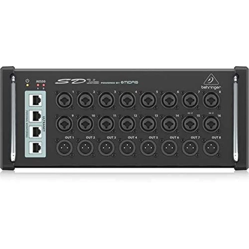 Behringer SD16 I/O Stage Box with 16 Remote-Controllable Midas Preamps, 8 Outputs, AES50 Networking and ULTRANET Personal Monitoring Hub