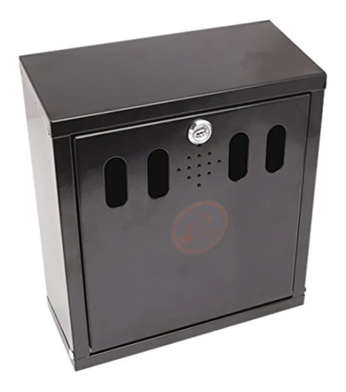 Genware NEV-AT-WM-BLK Wall-Mounted Outdoor Ashtray, Black