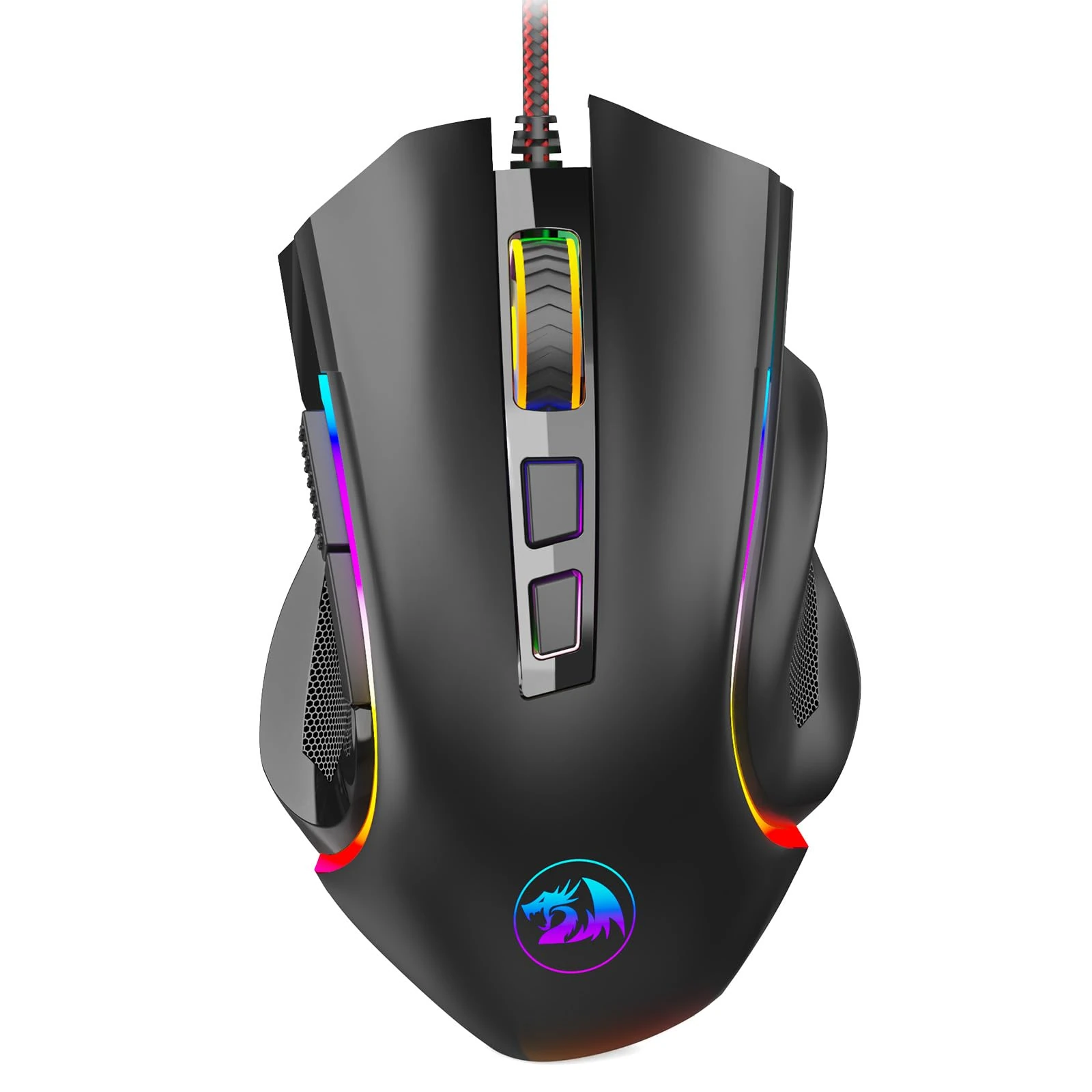 Redragon M602 Gaming Mouse, Ergonomic RGB Gaming Mouse Wired with 9 Programmable Buttons, 7200 DPI Adjustable, 7 Backlit Modes, Professional Optical Gamer Mouse for Gamer Office, Black