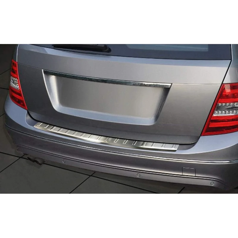 Avisa Stainless Steel Rear Bumper Protector Compatible with Mercedes C-Class W204 Estate 2011-2014 'Ribs'