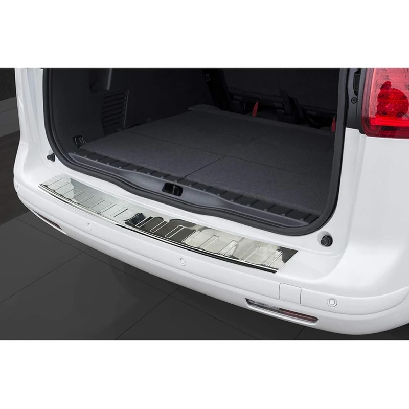 Avisa Stainless Steel Rear Bumper Protector Compatible with Peugeot 5008 2009-2016 'Ribs', silver