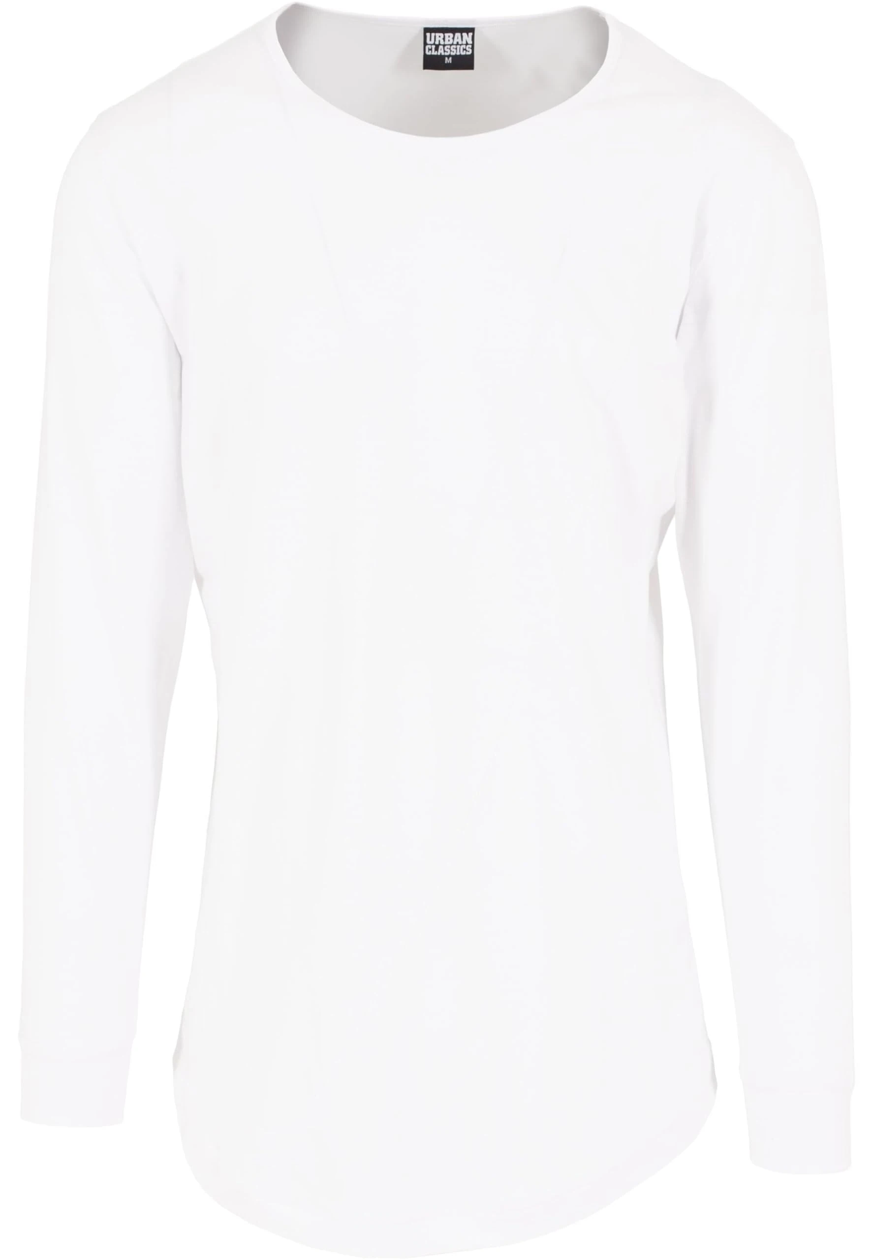 Urban Classics Men's Shaped Fashion Long Sleeve Tee - Long Sleeve Top - White (Weiß), Medium (Manufacturer size: Medium)