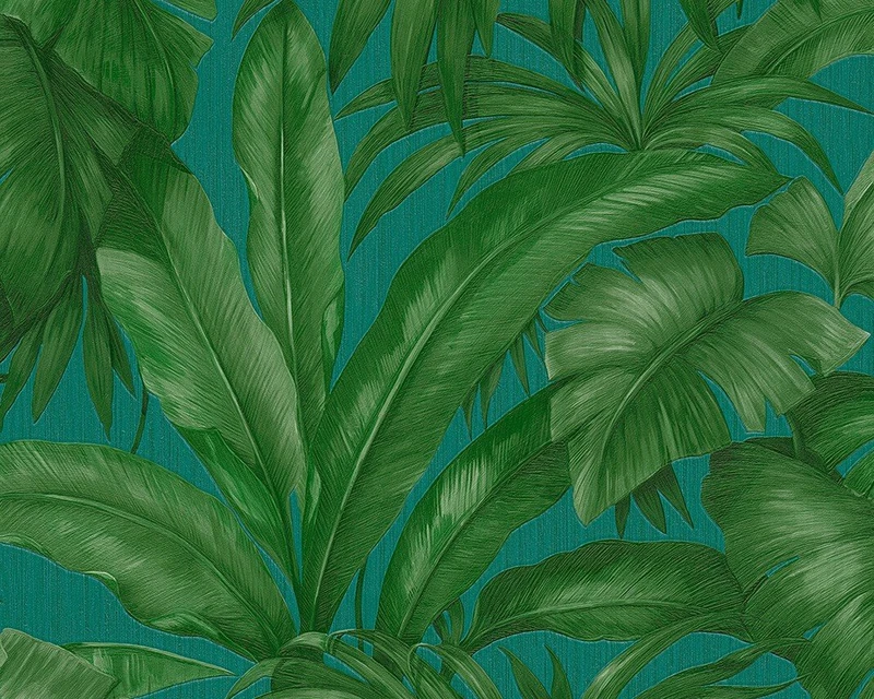 Jungle Wallpaper Versace 2 Non-Woven Wallpaper 10.05 m x 0.70 m Green Blue Made in Germany 962406 96240-6