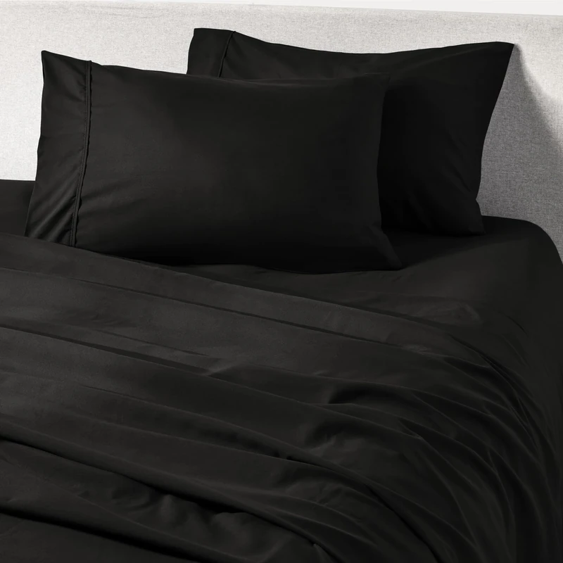 PeachSkinSheets Cooling Bed Sheets for Hot Sleepers - Ultra-Soft Breathable Peachskin Performance Fabric™, Moisture-Wicking, Deep Pocket Sheet Set, Oeko-TEX®, (Queen Size, Midnight Black)
