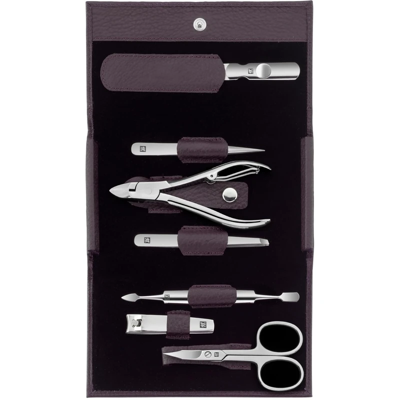 Zwilling, Classic, INOX, 97646-008-0 Case with Press Stud Fastener, Cow Leather, 7 Pieces, Purple