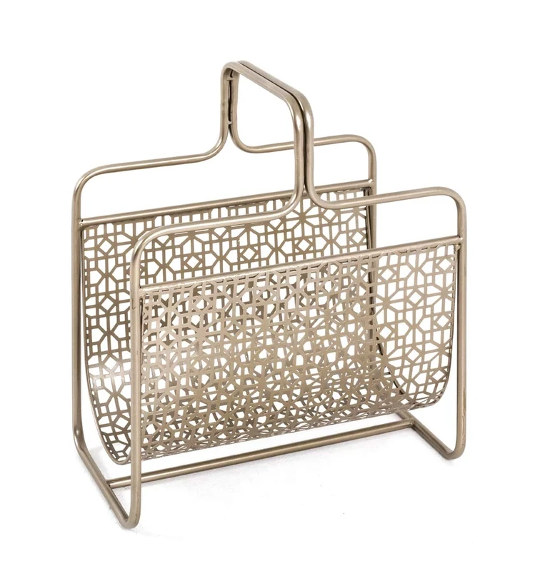 HAKU Möbel Magazine Rack Gold, Metal - Size: W 37 cm X H 45 cm X D 22 cm, Style: Art Deco