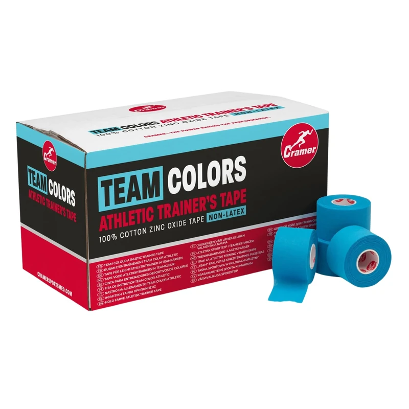 Cramer Team Color Athletic Tape, Black, For Ankle, Wrist, and Injury Taping, Helps Protect and Prevent Injuries, Promotes Faster Healing, Athletic Training First Aid Supplies, 1.5", Bulk 32 Roll Case