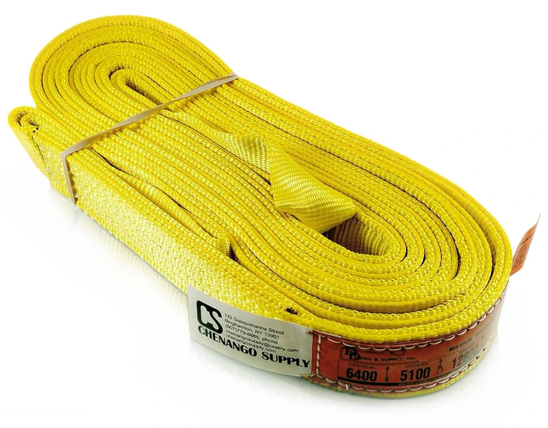 DD Sling (USA Made). 2" wide X (4' to 20' lengths) in Listing! 2 Ply Twisted Eye, Nylon Lifting Slings, Eye & Eye, Heavy Duty (900 webbing), 5.100 Choker, 12.800 Basket Load Capacity (2inX20ft) - Image 1
