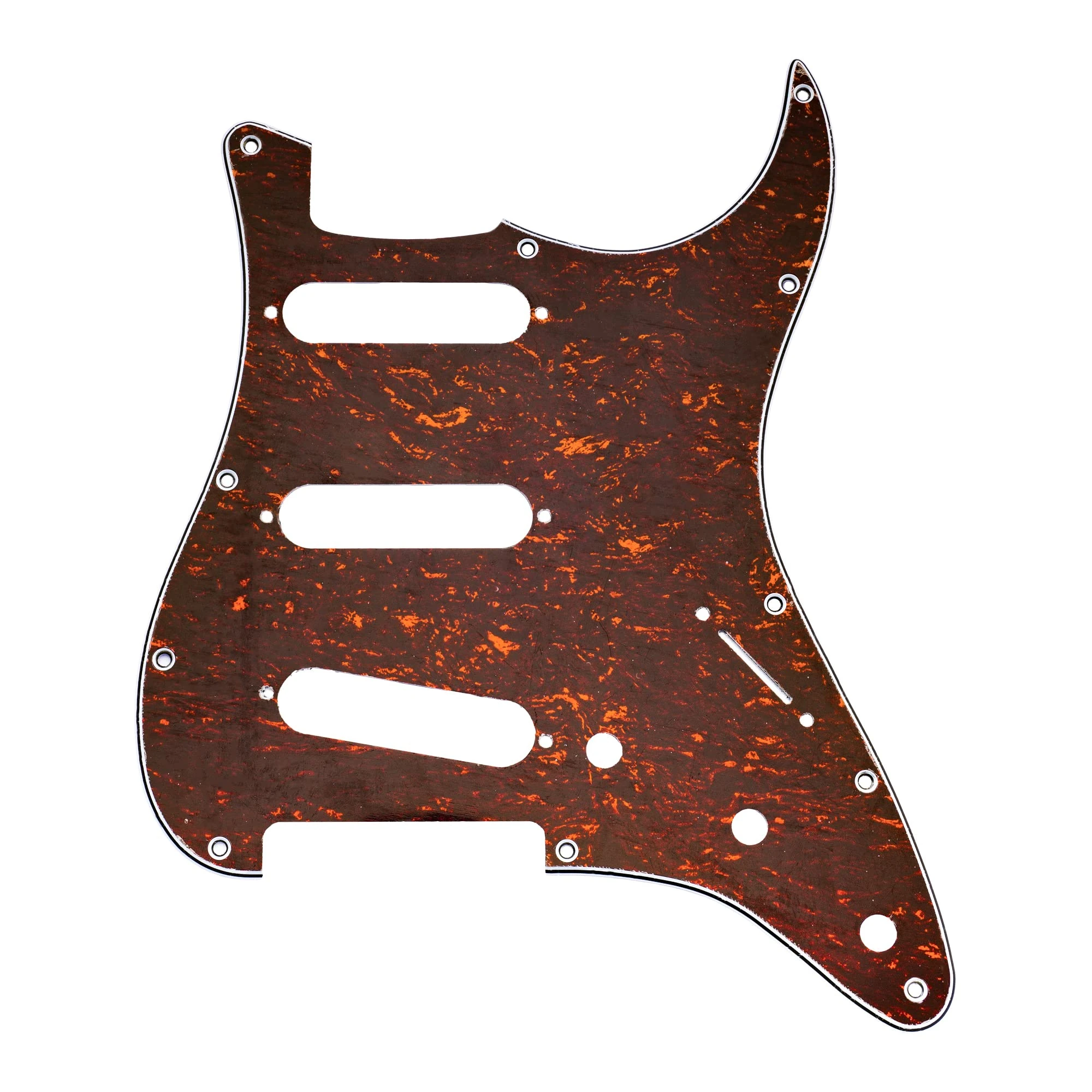 Musiclily 11 Hole SSS Strat Pickguard Scratch Plate for Fender USA/Mexican Standard Stratocaster Modern Style Electric Guitar, 4Ply Red Tortoise