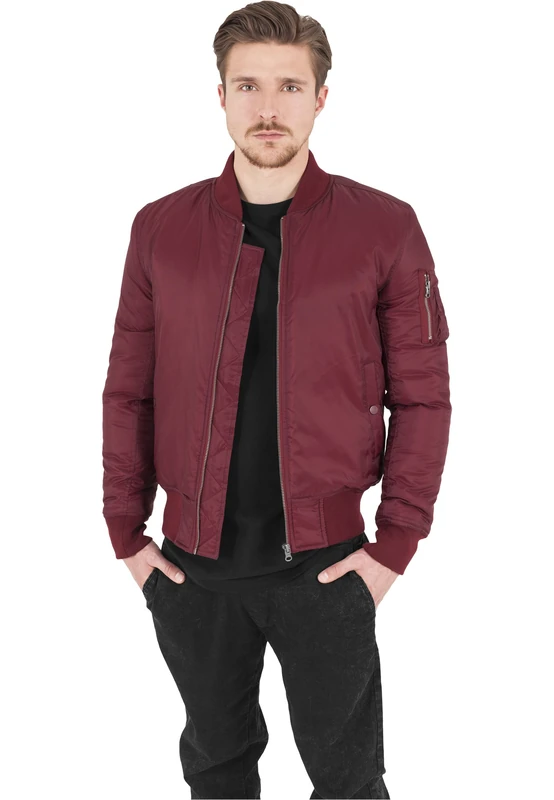 Urban Classics Bekleidung Basic Bomber Burgundy (TB861-00606) M Rot