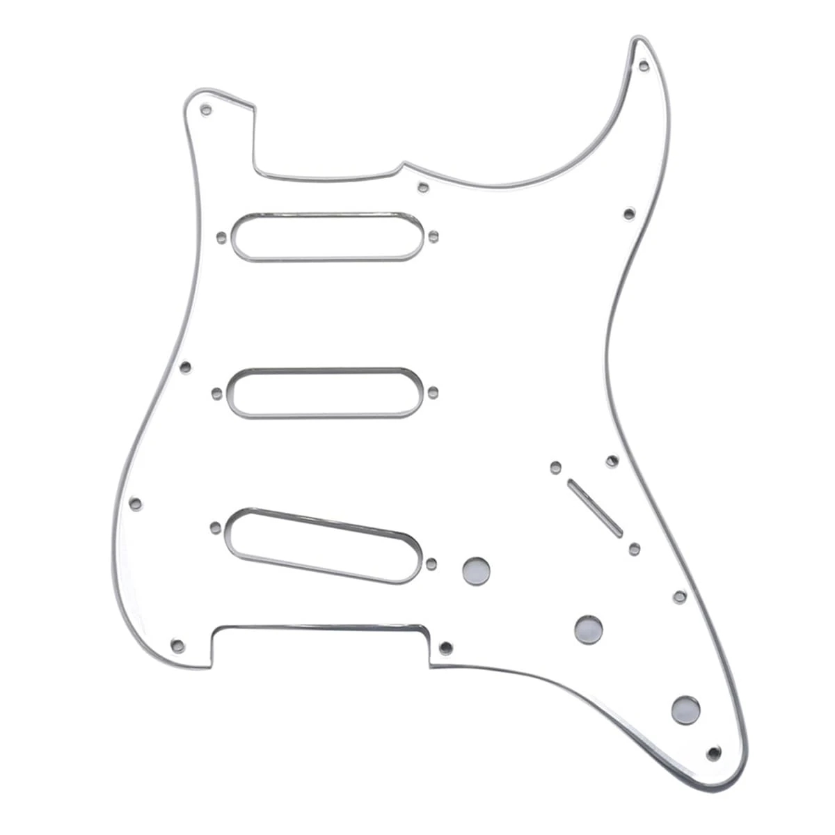 Musiclily 11 Hole SSS Strat Pickguard Scratch Plate for Fender USA/Mexican Standard Stratocaster Modern Style Electric Guitar, 1Ply Silver Mirror Acrylic