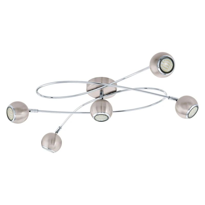Eglo LED Ceiling lamp Locanda, 5-Light Ceiling Spotlight, Metal Ceiling Light, Living Room lamp in Matte Nickel, Chrome, spotlights with GU10 Bulbs, Warm White
