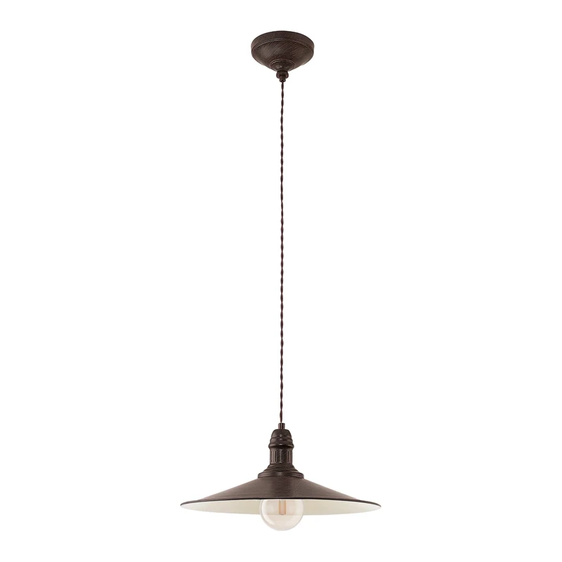 Eglo Pendant Light Stockbury, 1-Light Hanging Lamp Industrial, Vintage, Retro, Steel Pendant in Antique Brown, Beige, Dining Table Lamp, Living Room Hanging Light, E27 Socket, Ø 36 cm