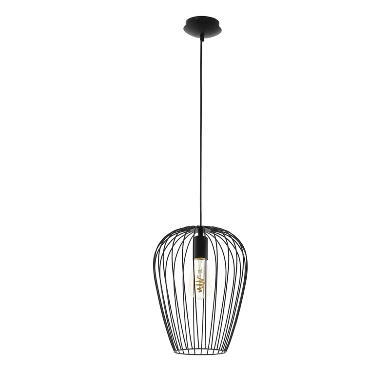 Eglo Newtown Vintage Pendant Lamp, Retro Black Steel Ceiling Light, Dining and Living Room Hanging Lighting, E27 Socket, Ø: 27,5 cm (10.8") - Image 1