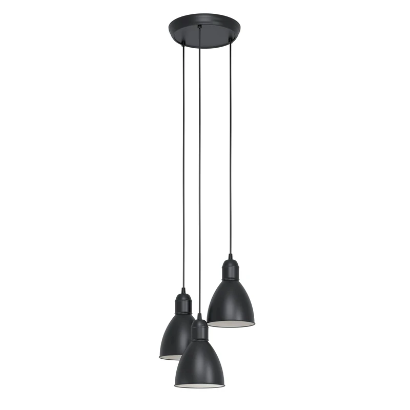 Eglo Priddy Pendant Lamp, Black and White Steel Industrial Ceiling Light Fitting, Retro Style Dining and Living Room Hanging Lighting, E27 Socket
