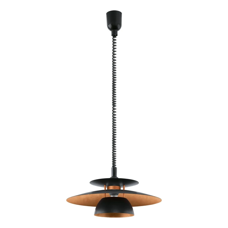 Eglo Pendant Light Brenda, Single-Flame Hanging lamp, Pendant Light Made of Metal and Plastic, Dining Table lamp in Black and Copper, Hanging Living Room lamp with E27 Socket, Ø 43 cm