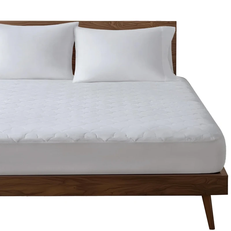SLEEP PHILOSOPHY Cotton Filled Mattress Pad Washable Bed Protector, White, California King