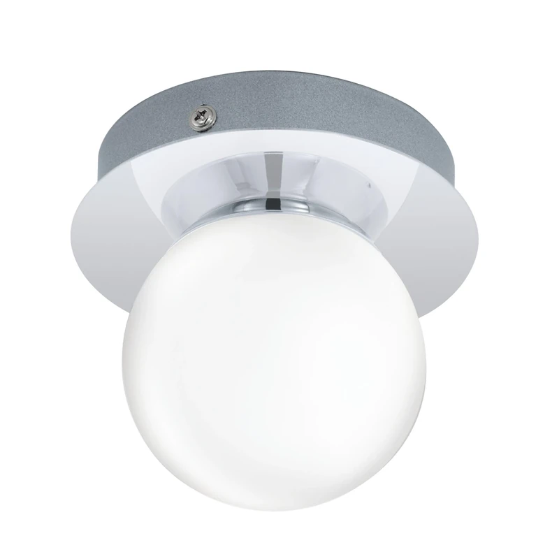 Eglo LED Mosiano Ceiling Light, Bathroom Wall Light, Bathroom lamp Made of Stainless Steel in Chrome and Opal Frosted Glass in White, LED Moisture-Proof Light, Warm White, IP44, D 11 cm