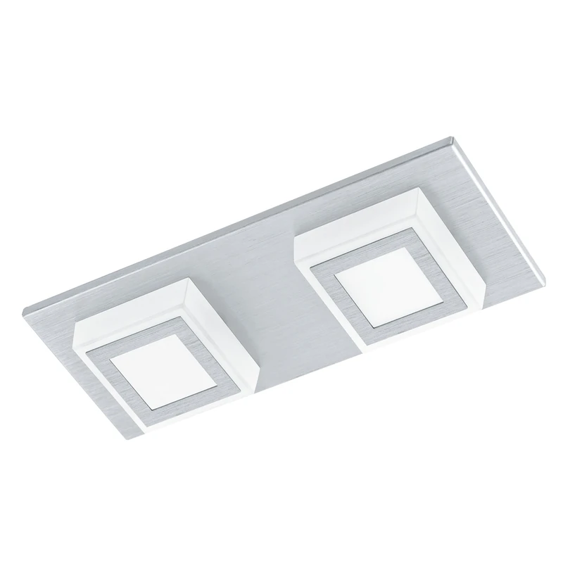 Eglo LED Panel Masiano, 2 Light Ceiling lamp Made of Aluminium and Plastic, Flush Mount Living Room and Hallway Lighting, Warm White