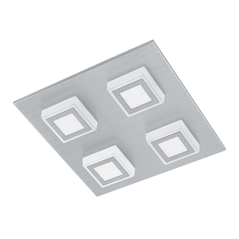 Eglo LED Panel Masiano, 4 Light Ceiling lamp Made of Aluminium and Plastic, Flush Mount Living Room and Hallway Lighting, Warm White