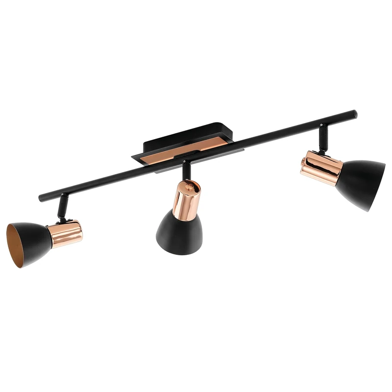 Eglo LED Ceiling Light Barnham, 3-Light Ceiling lamp, Metal Spotlight, Living Room lamp in Black and Copper, Hallway Light, Spots with GU10 Bulbs, Warm White