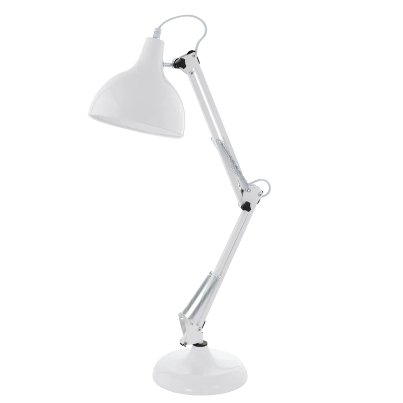 Eglo E27 Modern White Adjustable Desk Lamp 'BORGILLIO'