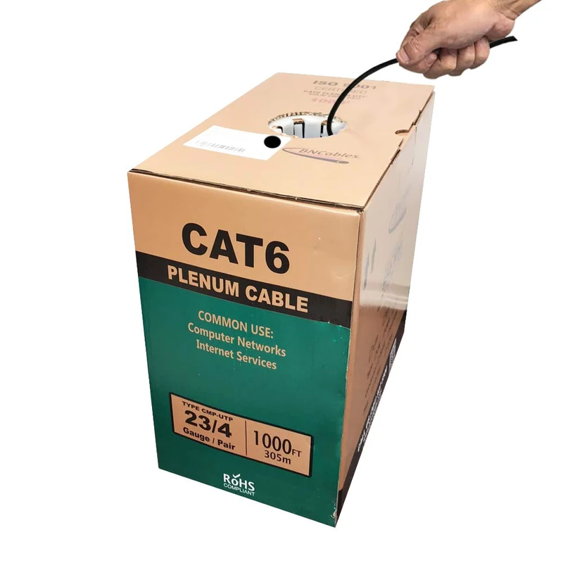 BN Cables Cat6 Plenum 550Mhz Solid Network Cable, Black