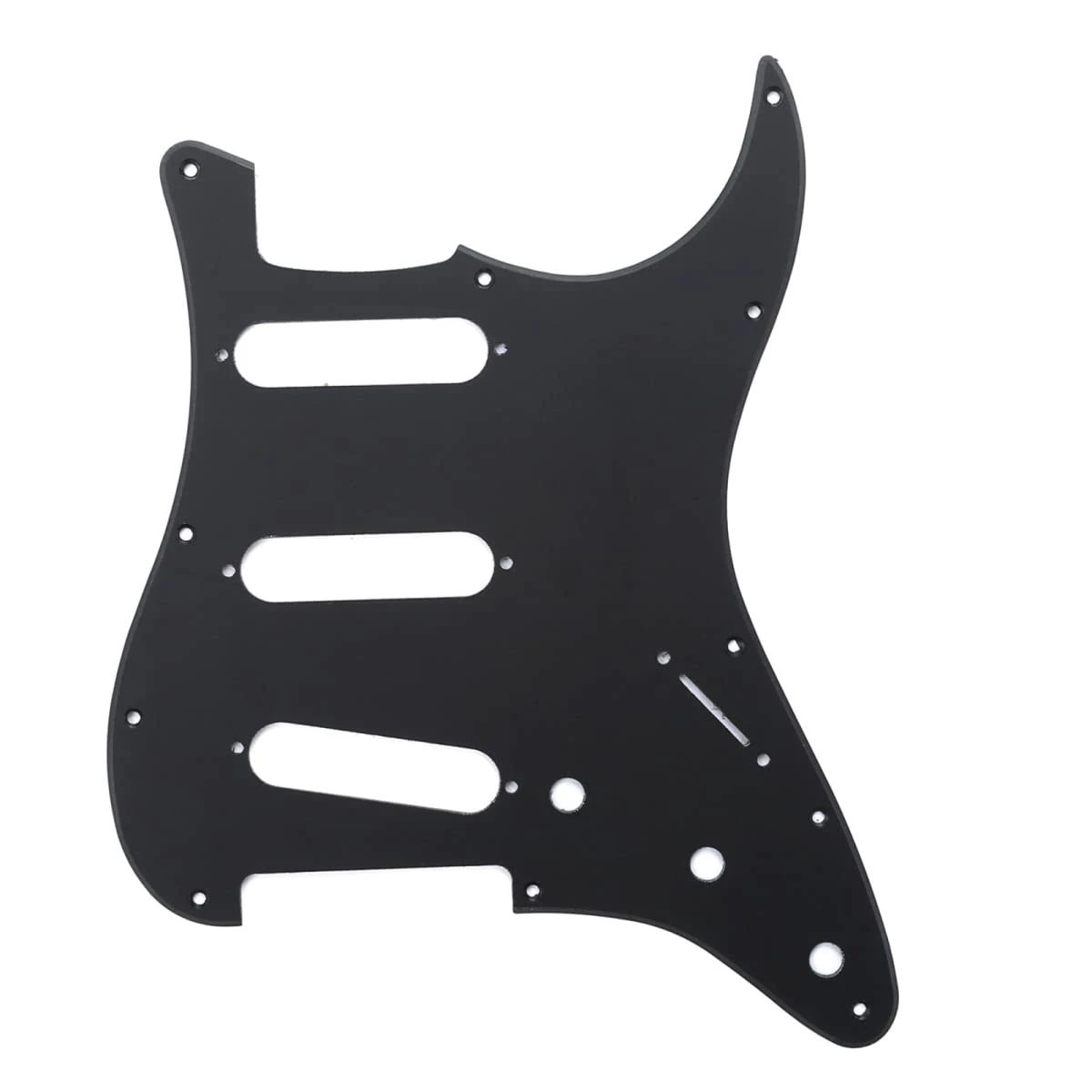 Musiclily 11 Hole SSS Strat Pickguard Scratch Plate for Fender USA/Mexican Standard Stratocaster Modern Style Electric Guitar, 1Ply Matte Black