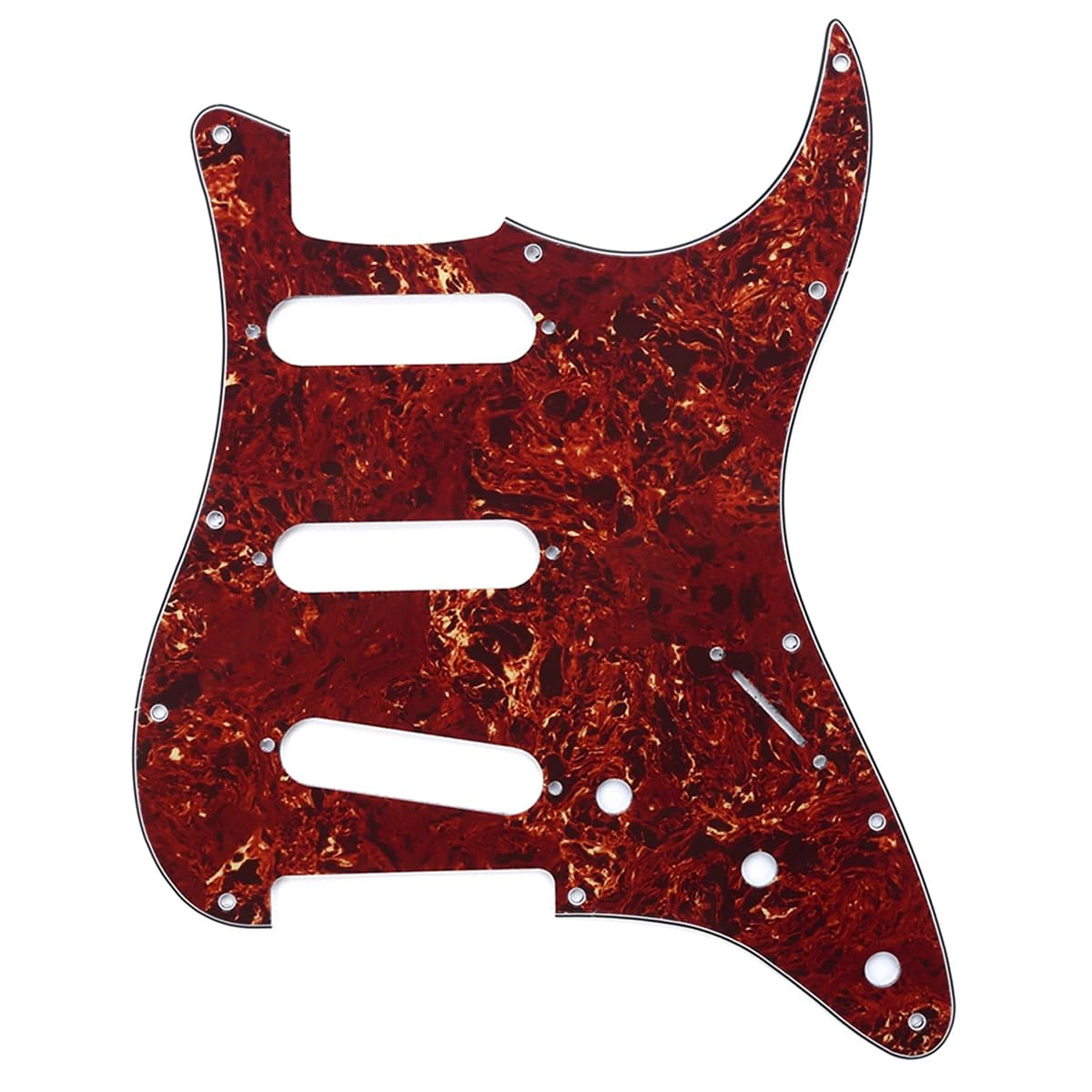 Musiclily 11 Hole SSS Strat Pickguard Scratch Plate for Fender USA/Mexican Standard Stratocaster Modern Style Electric Guitar, 4Ply Vintage Tortoise