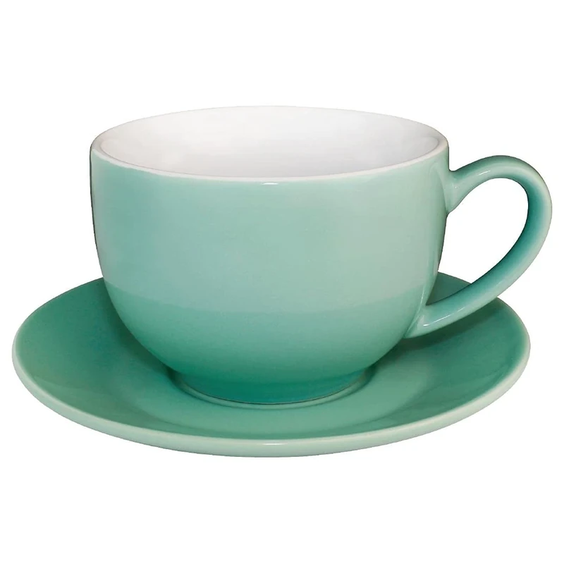 Olympia Cafe Cappuccino Coffee Cups Set 340 ml / 12 fl oz (Box 12), Aqua, Stoneware, Dishwasher & Microwave Safe GL461
