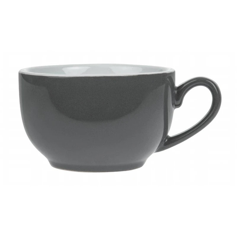 Olympia Cafe Coffee Cup with Handle Charcoal - 230ml 8fl oz (12 Pack) - Dishwasher Safe, Stoneware Hot Drink Mugs GK075