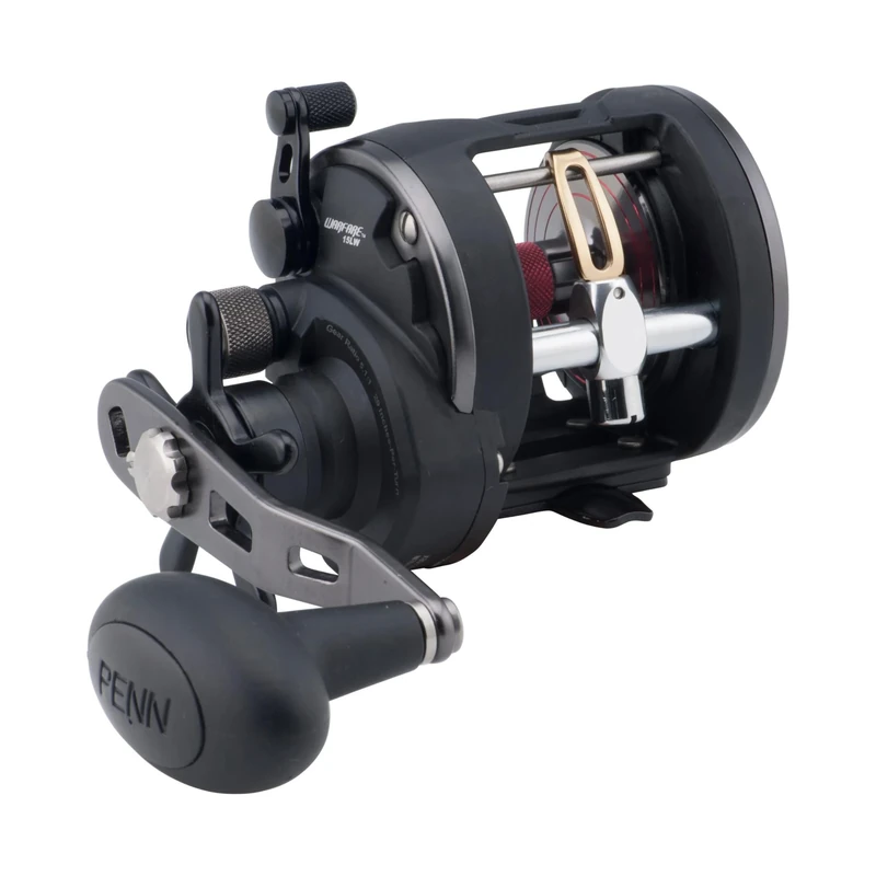 PENN Warfare™ Level Wind, Fishing Reel, Conventional Reels, Sea - Inshore/Nearshore Fishing, Saltwater Boat or Kayak Fishing,Unisex, Black/Red/Smoke, 15 | Right Hand