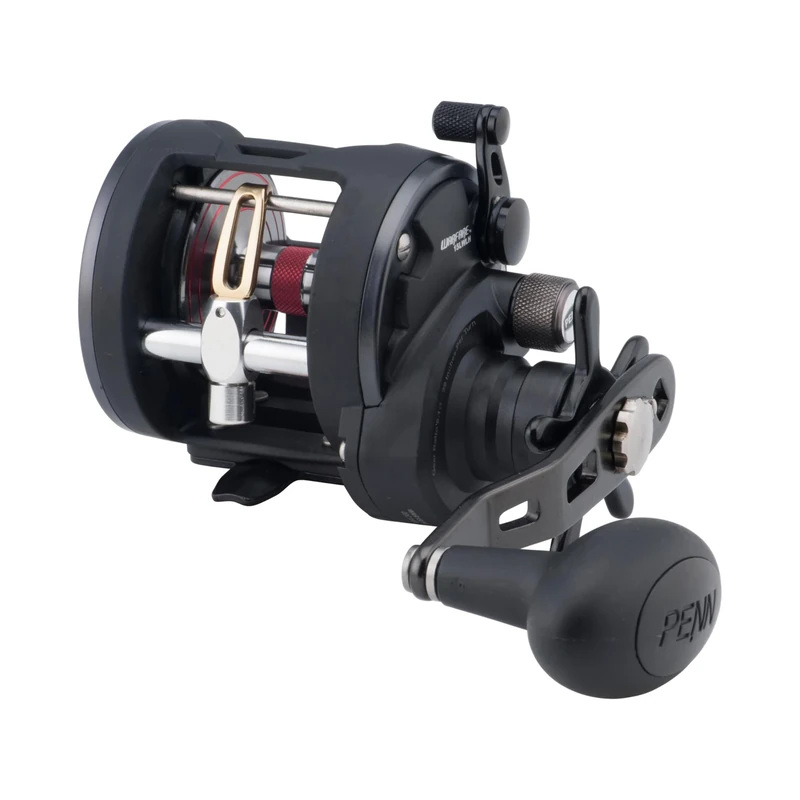 PENN Warfare™ Level Wind, Fishing Reel, Conventional Reels, Sea - Inshore/Nearshore Fishing, Saltwater Boat or Kayak Fishing,Unisex, Black/Red/Smoke, 15 | Left Hand