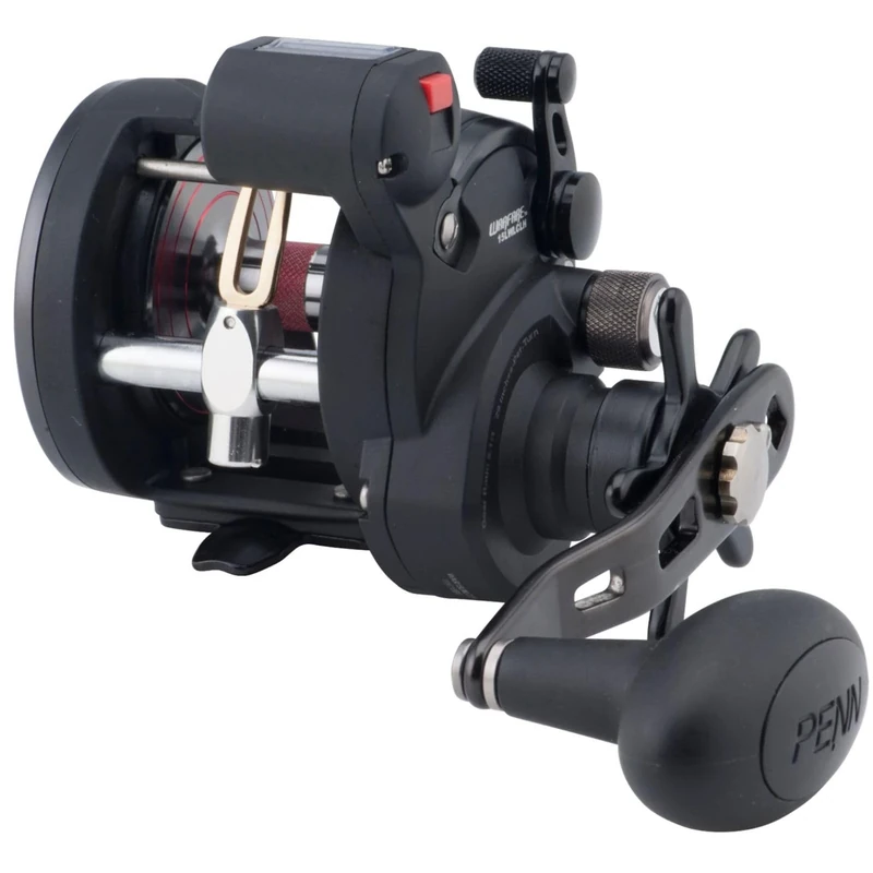PENN Warfare™ Level Wind, Fishing Reel, Conventional Reels, Sea - Inshore/Nearshore Fishing, Saltwater Boat or Kayak Fishing,Unisex, Black/Red/Smoke, 15LC | Left Hand