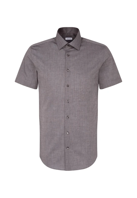 Seidensticker Men's Business Shirt - Shaped fit - Non-Iron - Kent Collar - Short Sleeves - 100% Cotton